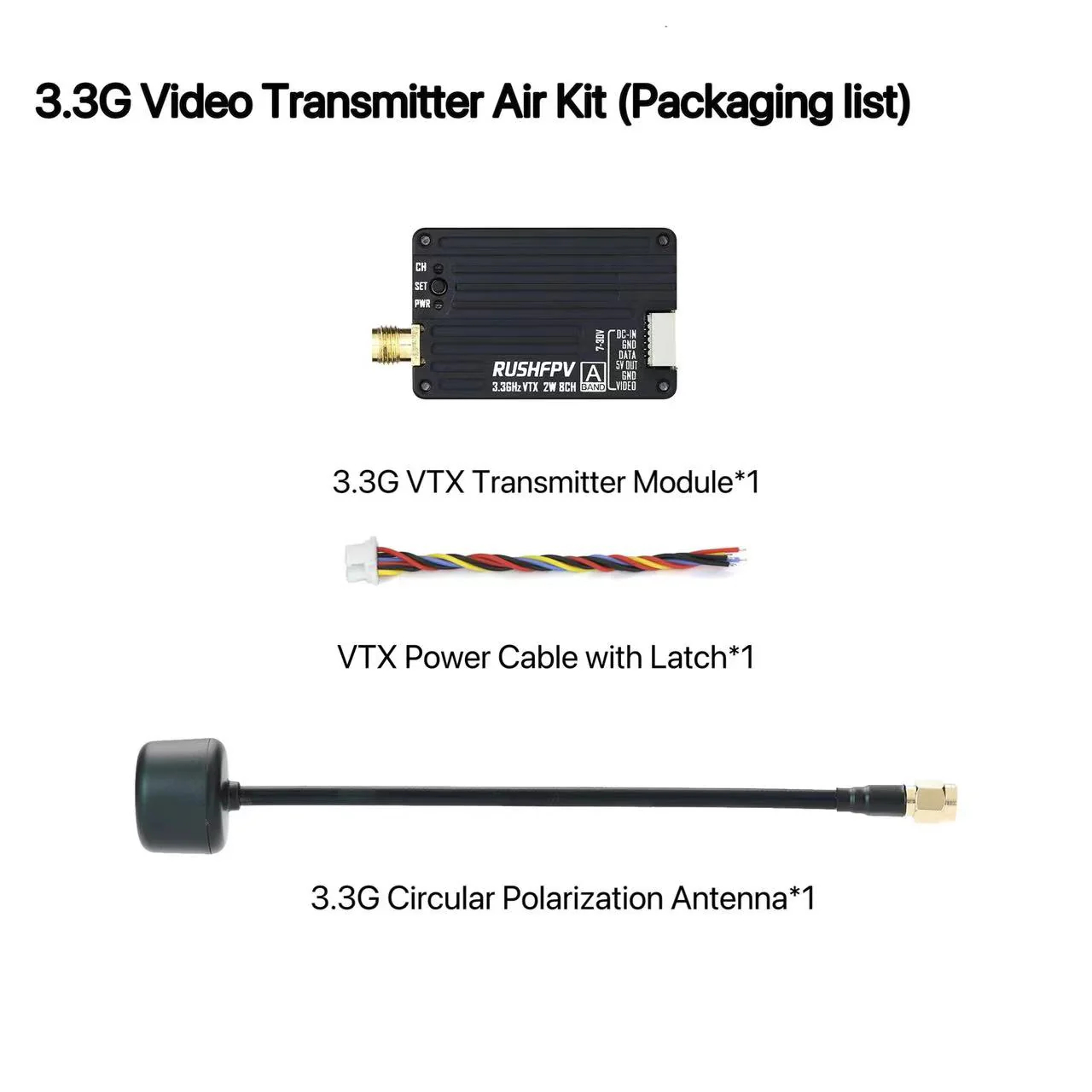 Drone Antenna - RUSHFPV 3.3G 2W VTX送信機 FPV送信機受信機 DVRモジュール