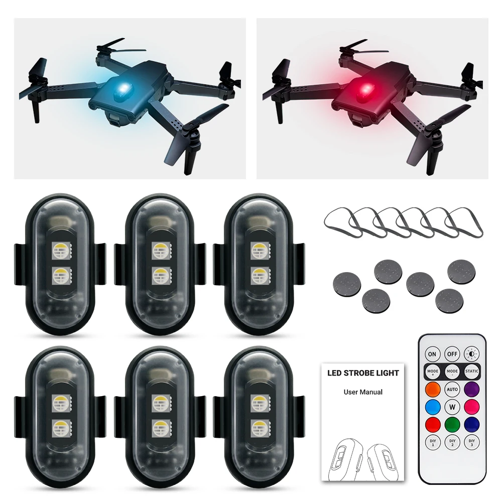 Drone Led Light - オートバイストロボライト、APP制御RGB LED、スクーター/車/ヘルメット/ドローン用ユニバーサル、5V