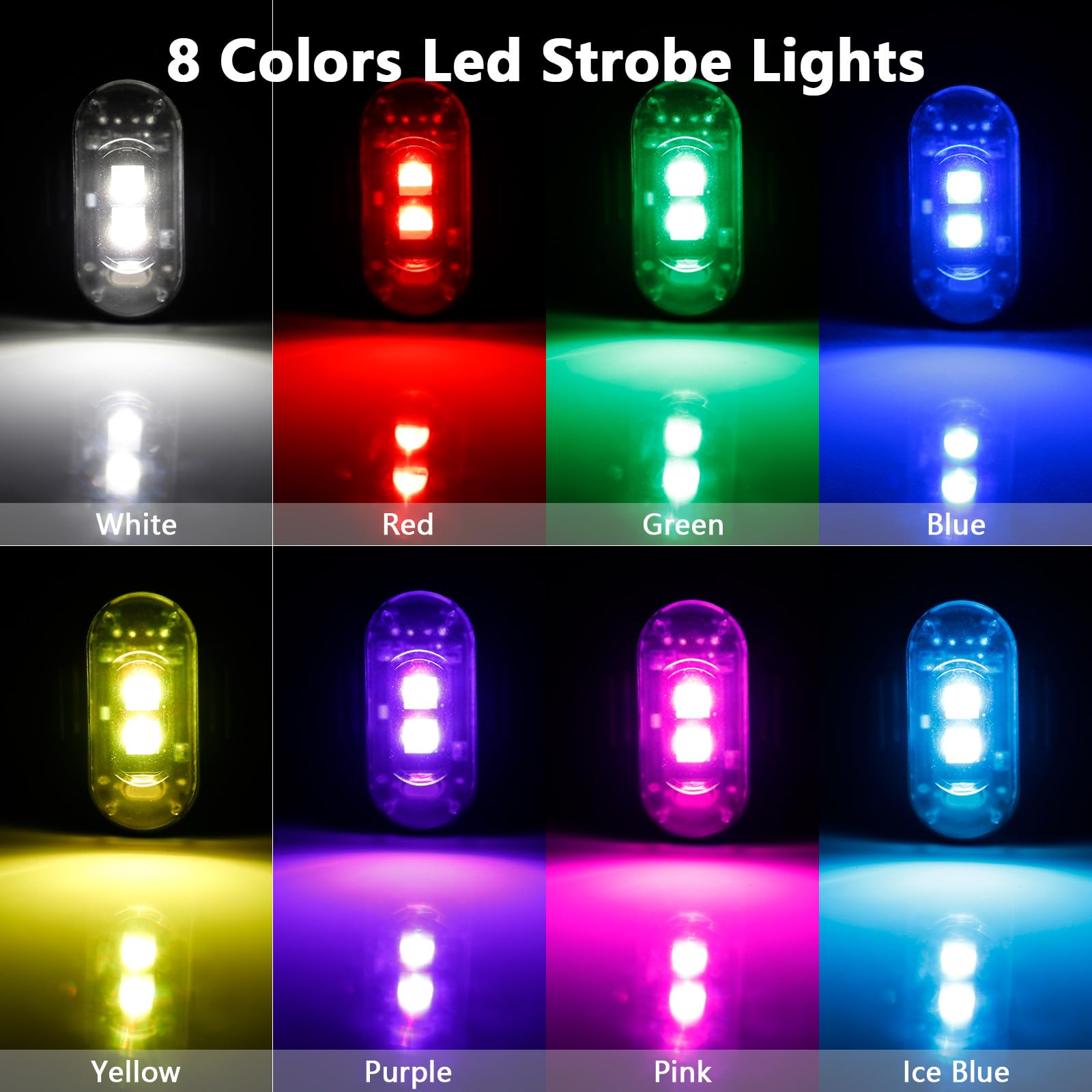 4個入りLEDストロボライト、リモコン付き、8色、ワイヤレス - Drone Led Light のレビューと価格
