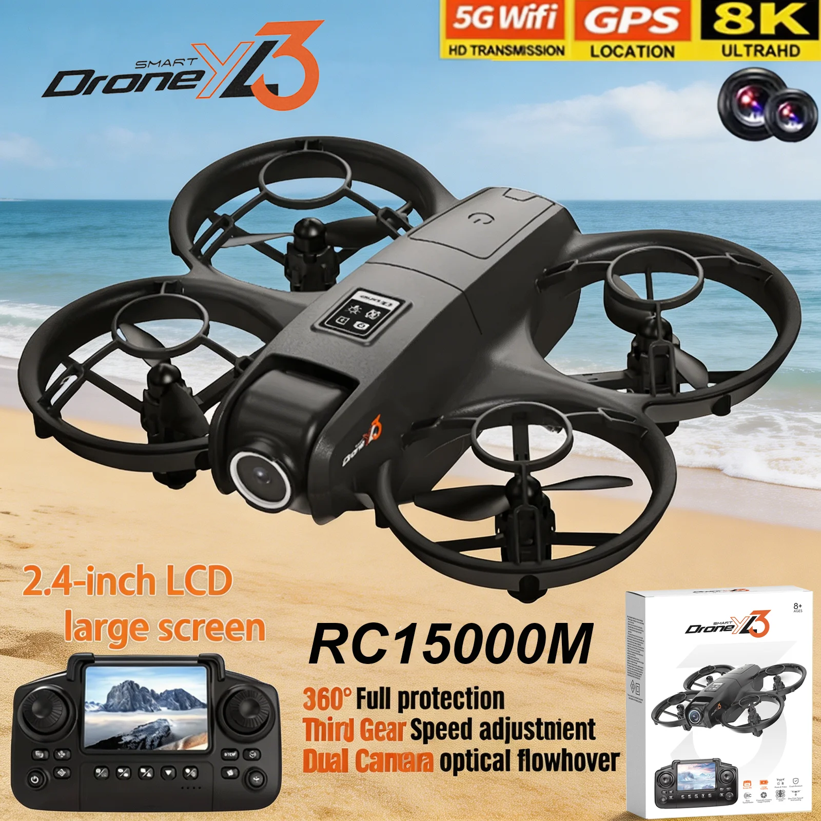 新型YL3 RCドローン 8K 1080P広角デュアルHDカ - Drone Gps Mount のレビューと価格